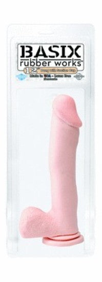 Basix 12in. Dong With Suction - Flesh